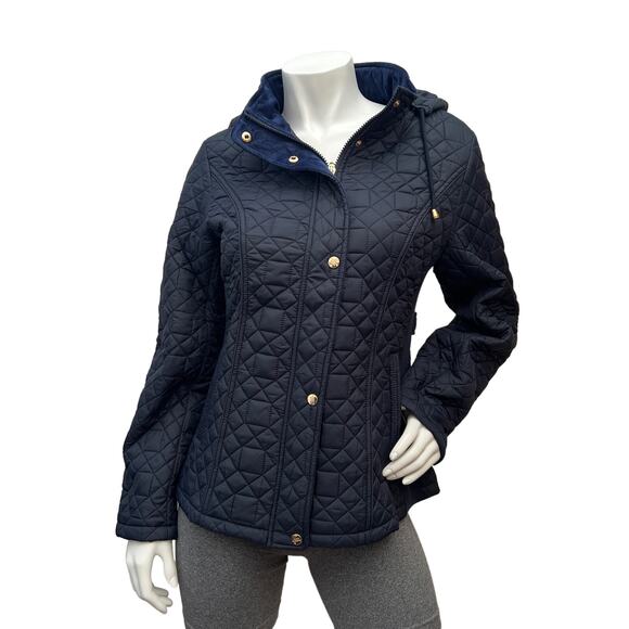 Cashew Flower Sherven X. Quilted Lightweight Womens Navy Blue Jacket Sz 40 USA 8 - Picture 2 of 15